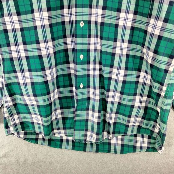 L.L. Bean Mens Size Large Green Blue Plaid Cotton Button Down Casual Shirt - Picture 3 of 10